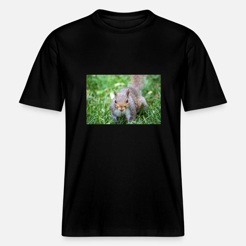 Grey squirrel Grauhörnchen Sciurus carolinensis -  RELAXED FIT Unisex Organic T-Shirt - black