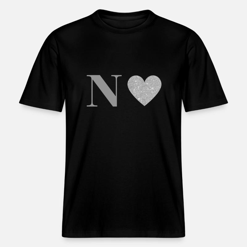 Silberner Buchstabe n Herz - RELAXED FIT Unisex Organic T-Shirt - Schwarz