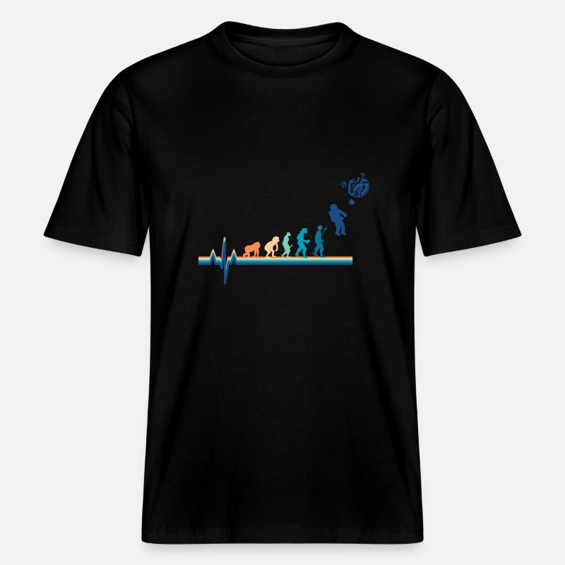 Evolution Astronaut Heartbeat - RELAXED FIT Unisex Organic T-Shirt - black