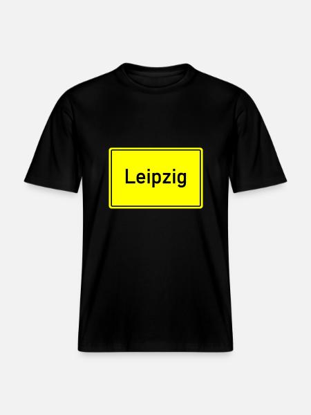Town sign Leipzig -  RELAXED FIT Unisex Organic T-Shirt - black