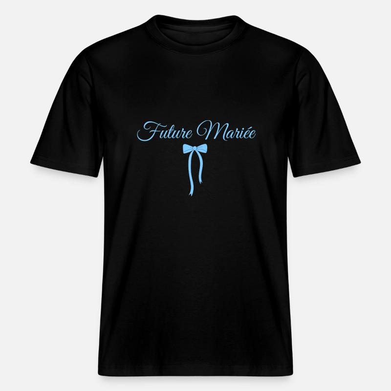 Bride-to-be Blue Bow -  RELAXED FIT Unisex Organic T-Shirt - black