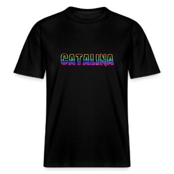catalina rs regenbogen -  RELAXED FIT Unisex Organic T-Shirt - Schwarz - Vorne - Alina (178cm) & Michal (187cm)