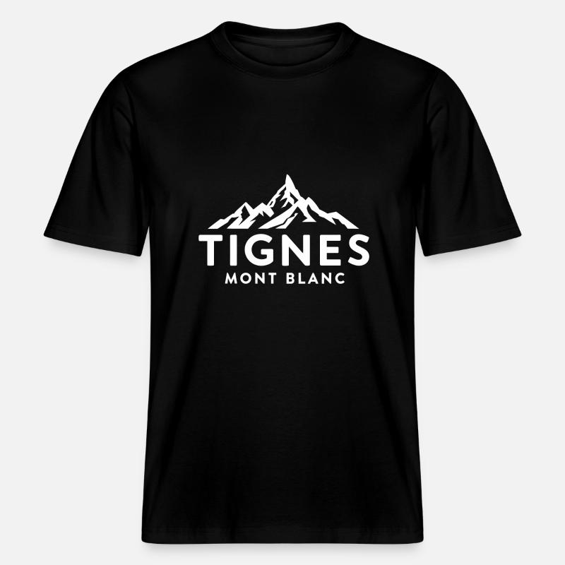 Tignes - Mont Blanc -  T-shirt unisexe RELAXED FIT en coton bio - noir