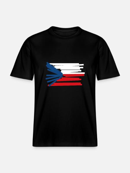 Czech Republic Flag - Modern Art -  RELAXED FIT Unisex Organic T-Shirt - black