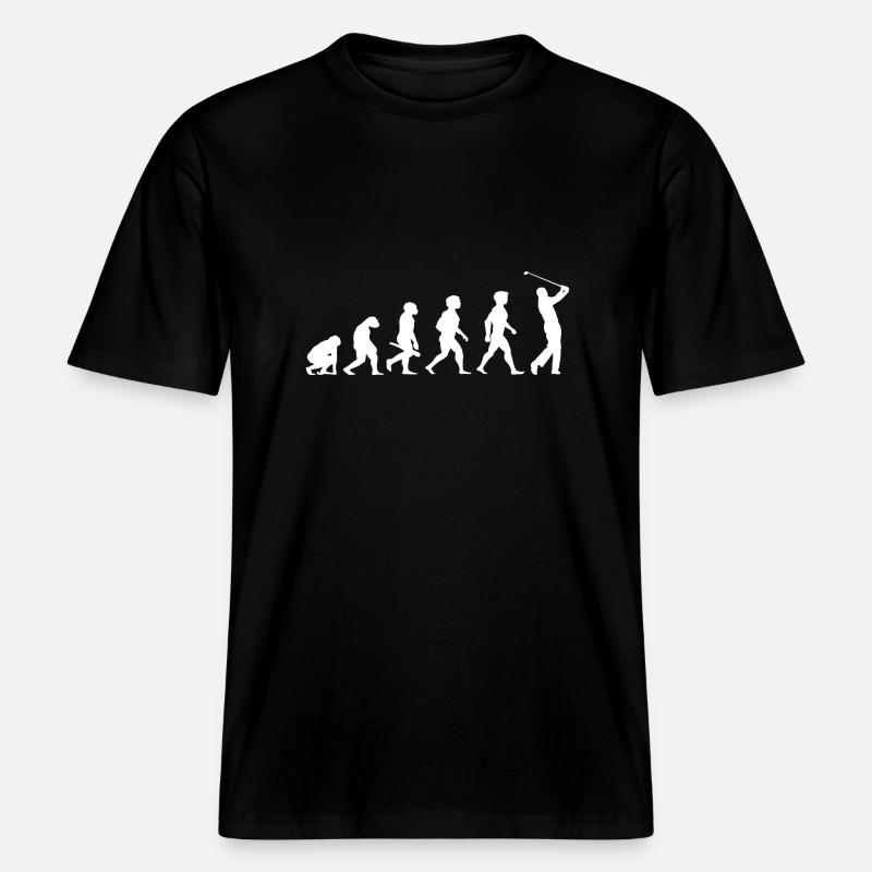 Evolution Golf Golfer Golfspieler Golfplatz -  RELAXED FIT Unisex Organic T-Shirt - Schwarz