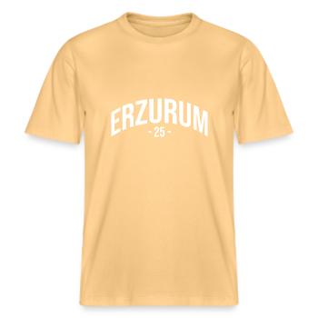 Erzurum 25 Turkey Turkiye Gift Holiday TR Türk -  RELAXED FIT Unisex Organic T-Shirt - washed yellow - Front - Alina (178cm) & Michal (187cm)