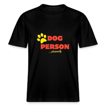 Dog Person -  RELAXED FIT Unisex Organic T-Shirt - black - Front - Alina (178cm) & Michal (187cm)