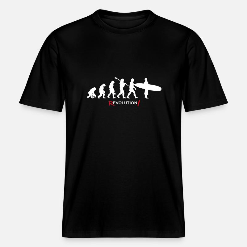 Revolution - Evolution Man Fun Twist07 -  RELAXED FIT Unisex Organic T-Shirt - Schwarz