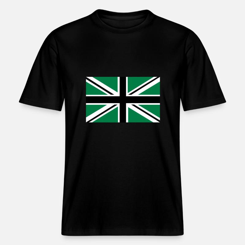 Union Jack | noir-blanc-vert | bannière | drapeau - T-shirt unisexe RELAXED FIT en coton bio - noir