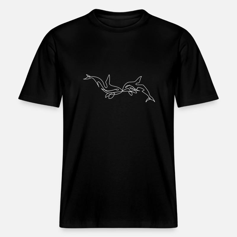 Küssende Delfine - RELAXED FIT Unisex Organic T-Shirt - Schwarz