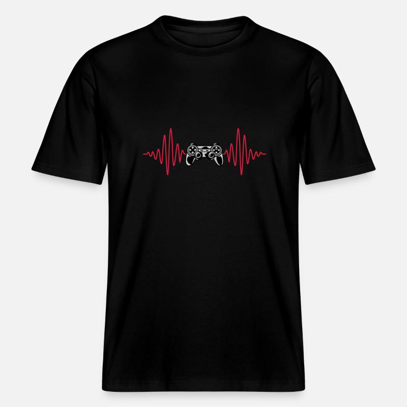 Puls Konsole Retro Controller -  RELAXED FIT Unisex Organic T-Shirt - Schwarz