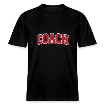 Trainer -  RELAXED FIT Unisex Organic T-Shirt - Schwarz - Vorne - Alina (178cm) & Michal (187cm)
