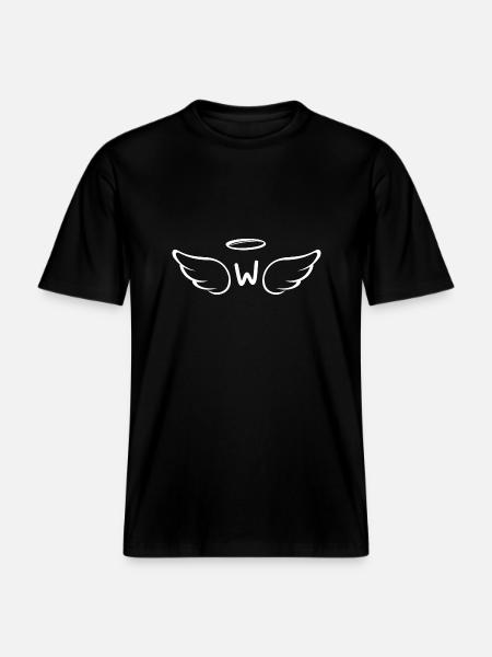 Letter w Angel Wings - RELAXED FIT Unisex Organic T-Shirt - black