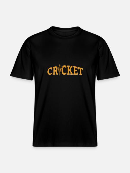 Cricket Lettering with Bat - Kricket - RELAXED FIT Unisex Organic T-Shirt - Schwarz