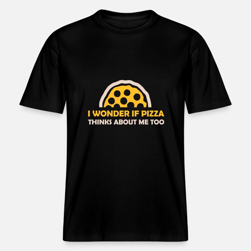 La pizza pense à moi -  T-shirt unisexe RELAXED FIT en coton bio - noir