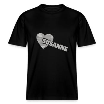 Dear Susanne, -  RELAXED FIT Unisex Organic T-Shirt - black - Front - Alina (178cm) & Michal (187cm)