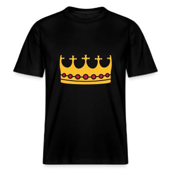 Diamond Queen Crown Jewelry -  RELAXED FIT Unisex Organic T-Shirt - black - Front - Alina (178cm) & Michal (187cm)