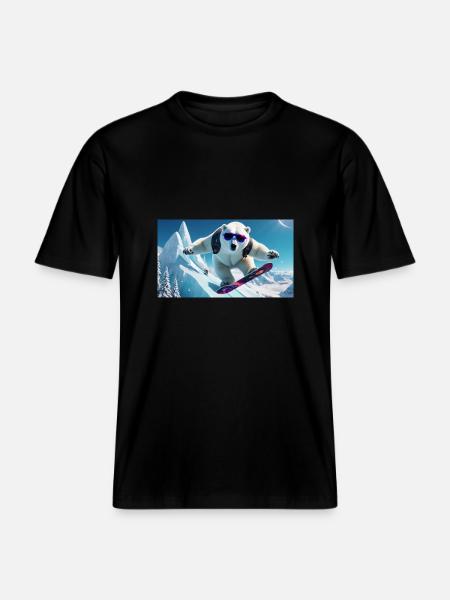 Flying Polar Bear - RELAXED FIT Unisex Organic T-Shirt - black