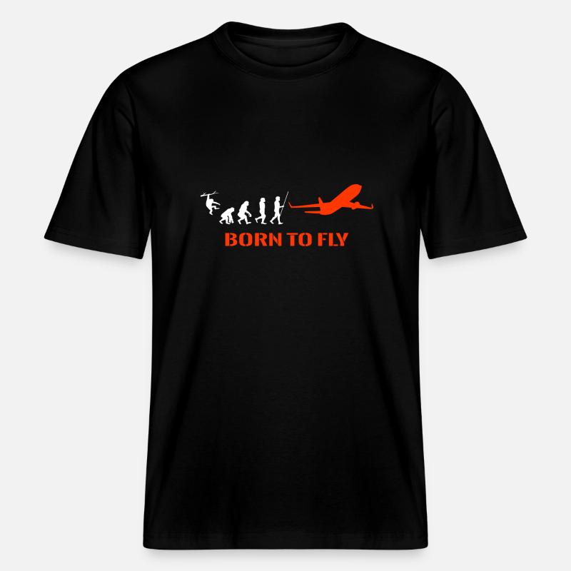 Évolution du pilote d’avion -  T-shirt unisexe RELAXED FIT en coton bio - noir