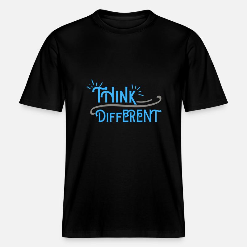 Think Differnet Blue Grey Design -  T-shirt unisexe RELAXED FIT en coton bio - noir