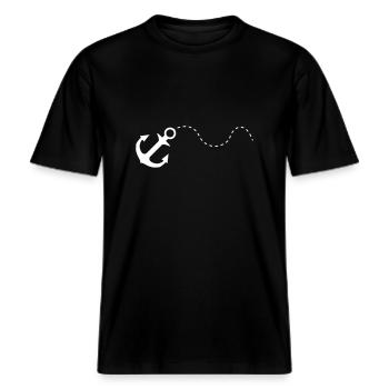 anker white -  RELAXED FIT Unisex Organic T-Shirt - Schwarz - Vorne - Alina (178cm) & Michal (187cm)