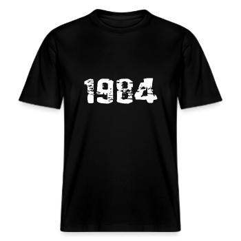 Year of birth -  RELAXED FIT Unisex Organic T-Shirt - black - Front - Alina (178cm) & Michal (187cm)