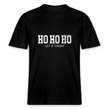 Weihnachten Cooler Spruch Winter -  RELAXED FIT Unisex Organic T-Shirt - Schwarz - Vorne - Alina (178cm) & Michal (187cm)