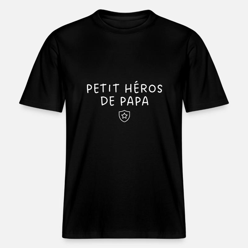 Papas kleiner Held -  RELAXED FIT Unisex Organic T-Shirt - Schwarz