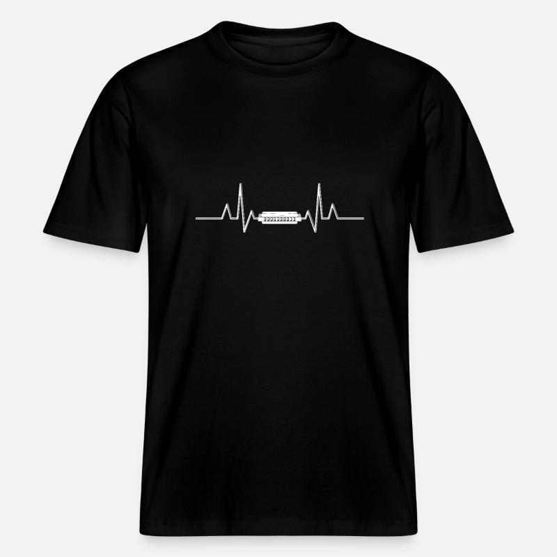 Harmonica Heartbeat Harmonica -  RELAXED FIT Unisex Organic T-Shirt - black