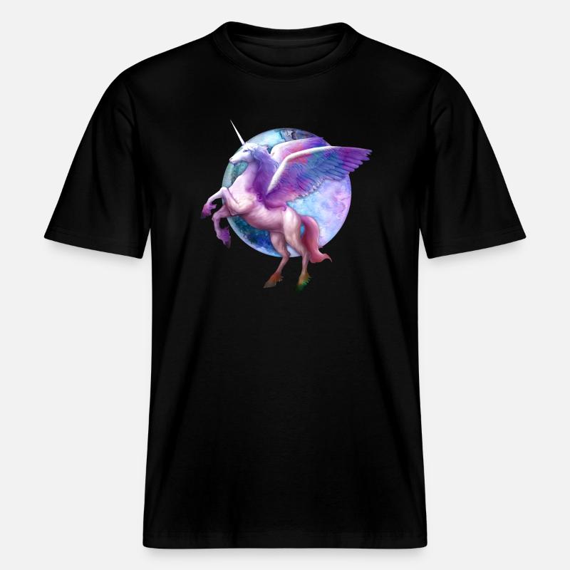 Graphique du cheval Pegasus - T-shirt unisexe RELAXED FIT en coton bio - noir