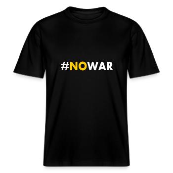 No war -  RELAXED FIT Unisex Organic T-Shirt - black - Front - Alina (178cm) & Michal (187cm)