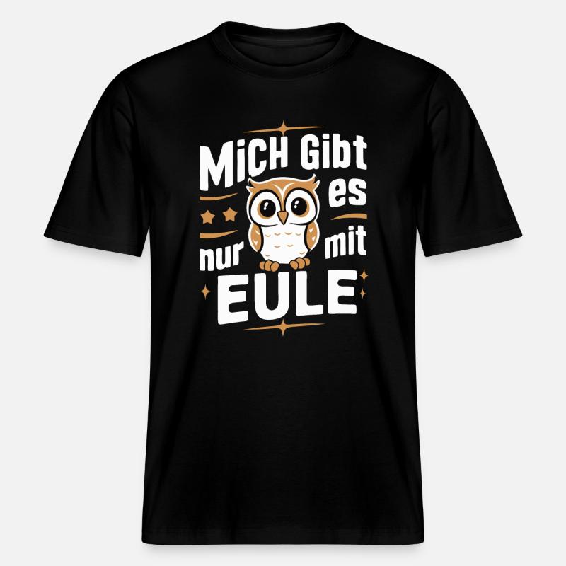 Nachteule Eule Eulen Vogel -  RELAXED FIT Unisex Organic T-Shirt - Schwarz