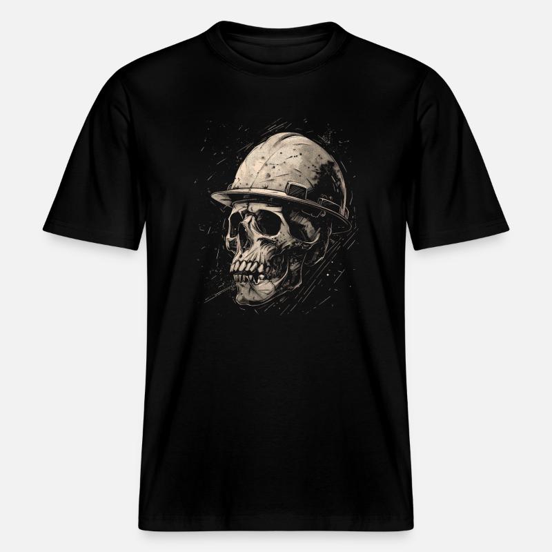 Skull Construction Worker - RELAXED FIT Unisex Organic T-Shirt - black