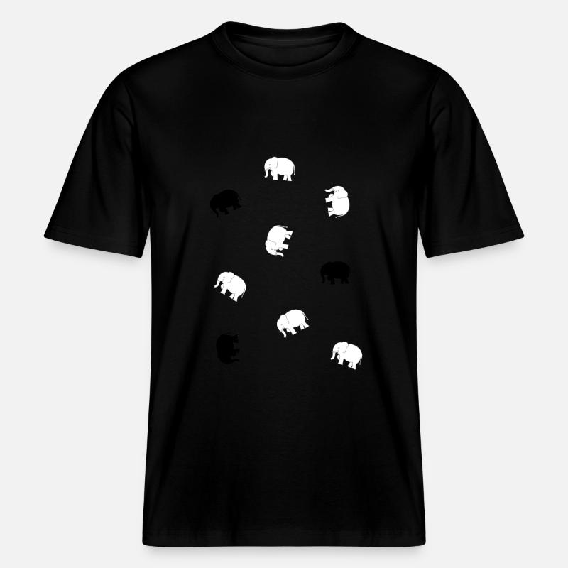 Petits éléphants -  T-shirt unisexe RELAXED FIT en coton bio - noir