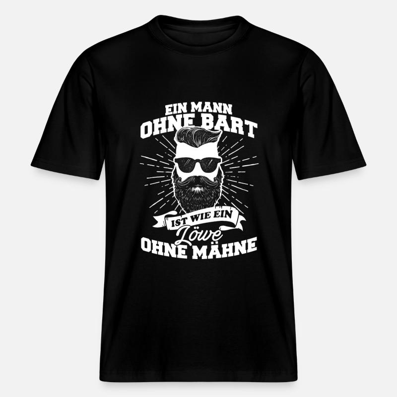 Mann Bart Löwe Vollbart -  RELAXED FIT Unisex Organic T-Shirt - Schwarz