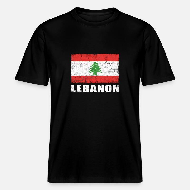 Liban Drapeau Grunge Liban Drapeau - T-shirt unisexe RELAXED FIT en coton bio - noir
