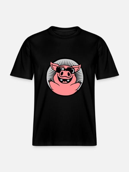 Circle Cool Sunglasses Pig - RELAXED FIT Unisex Organic T-Shirt - black