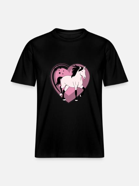 Pferd Pony mit Herz rosa - RELAXED FIT Unisex Organic T-Shirt - Schwarz