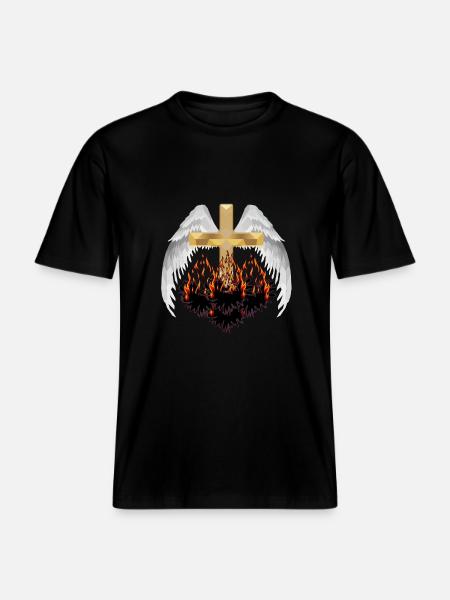 Kryds himlen helvede hinsides reinkarnation Satan -  Økologisk unisex T-shirt RELAXED FIT - sort