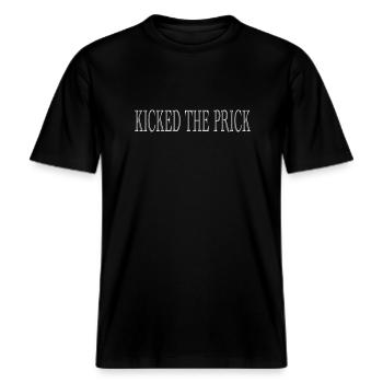 KICKED THE PRICK -  RELAXED FIT Unisex Organic T-Shirt - black - Front - Alina (178cm) & Michal (187cm)