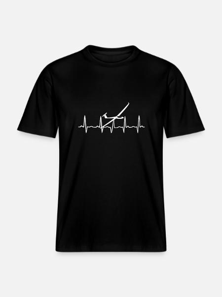 Segelflieger Herzschlag - RELAXED FIT Unisex Organic T-Shirt - Schwarz