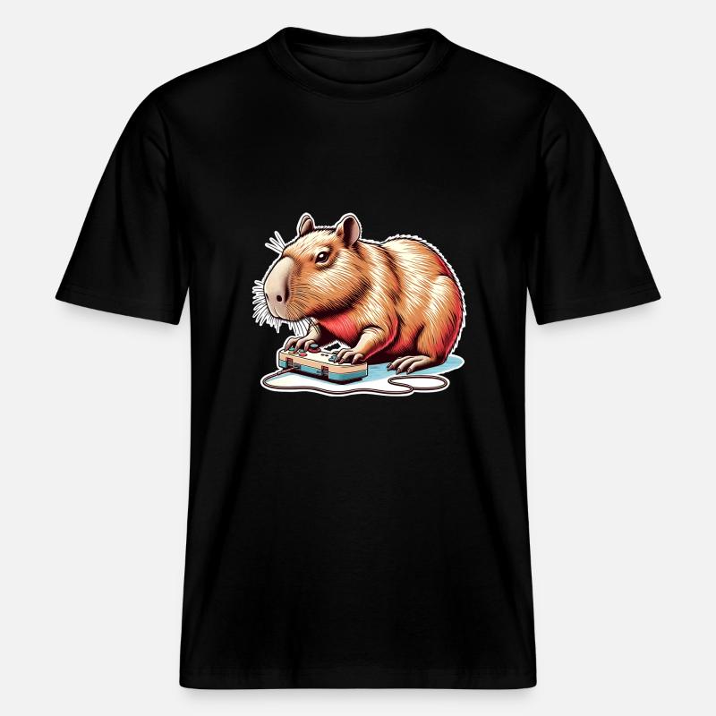 Capybara Nerd du jeu -  T-shirt unisexe RELAXED FIT en coton bio - noir