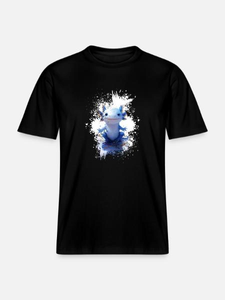 Axolotl Zeichnung - RELAXED FIT Unisex Organic T-Shirt - Schwarz