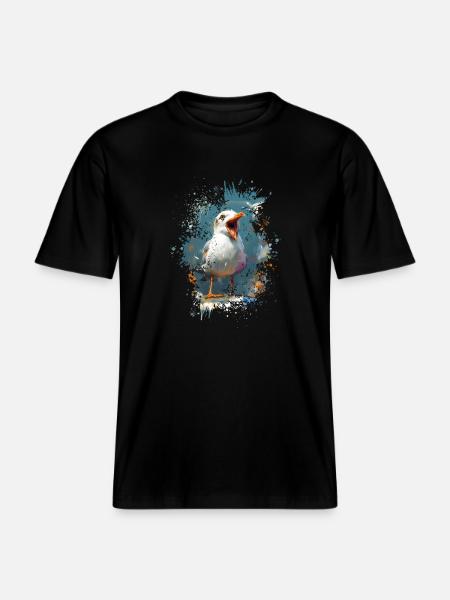 Screeching Seagull -  RELAXED FIT Unisex Organic T-Shirt - black