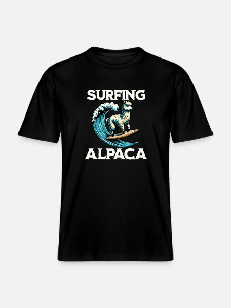 Surfing Alpaca - RELAXED FIT Unisex Organic T-Shirt - black