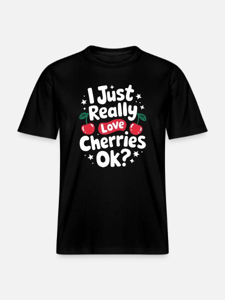 Cherries Cherries Fruits Food - RELAXED FIT Unisex Organic T-Shirt - black