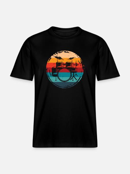 Drums Retro - RELAXED FIT Unisex Organic T-Shirt - black