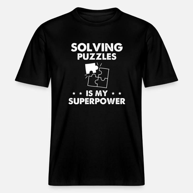 Solving Puzzles Is My Superpower -  RELAXED FIT Unisex Organic T-Shirt - Schwarz