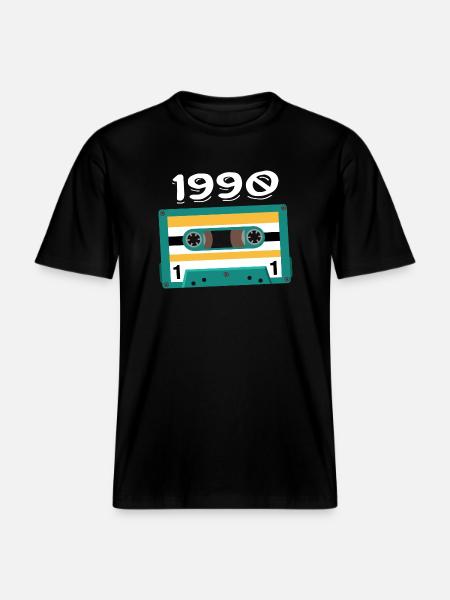 Jahrgang 1990 Jubiläum 1990 Kassette -  RELAXED FIT Unisex Organic T-Shirt - Schwarz