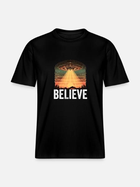 Ufo - Believe - RELAXED FIT Unisex Organic T-Shirt - black